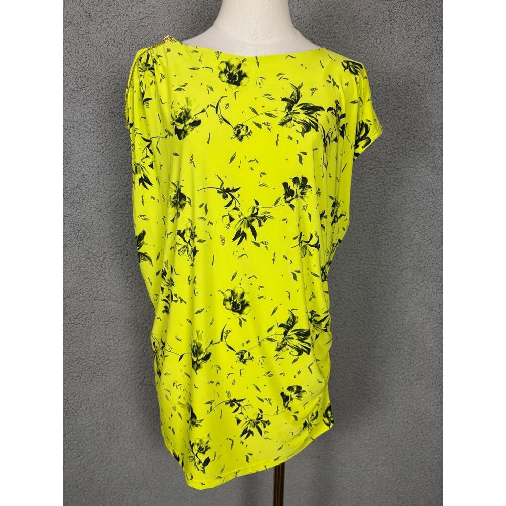 I.n.c. International Concepts Women's Printed Zip-Shoulder Blouse Multi XL NWD's